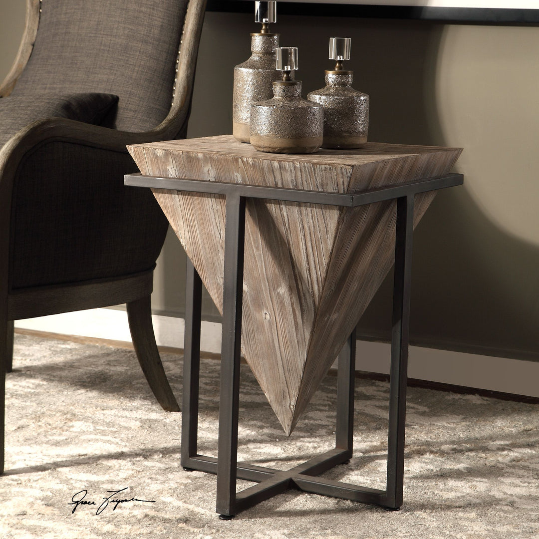 Bertrand wood accent table with a rectangular top and tapered legs in natural finish