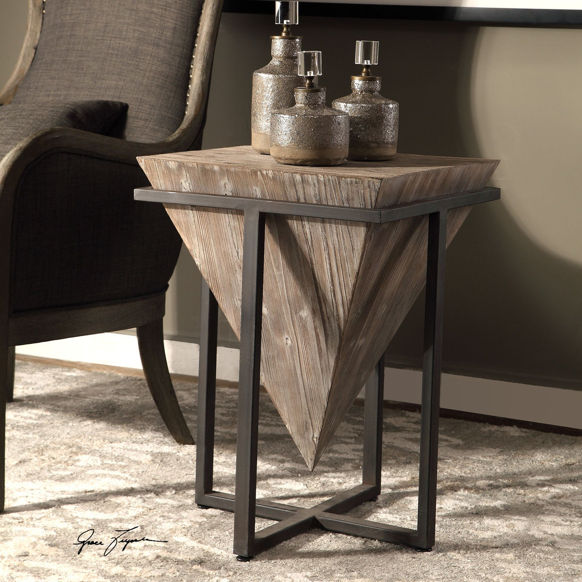 Bertrand wood accent table with a rectangular top and tapered legs in natural finish