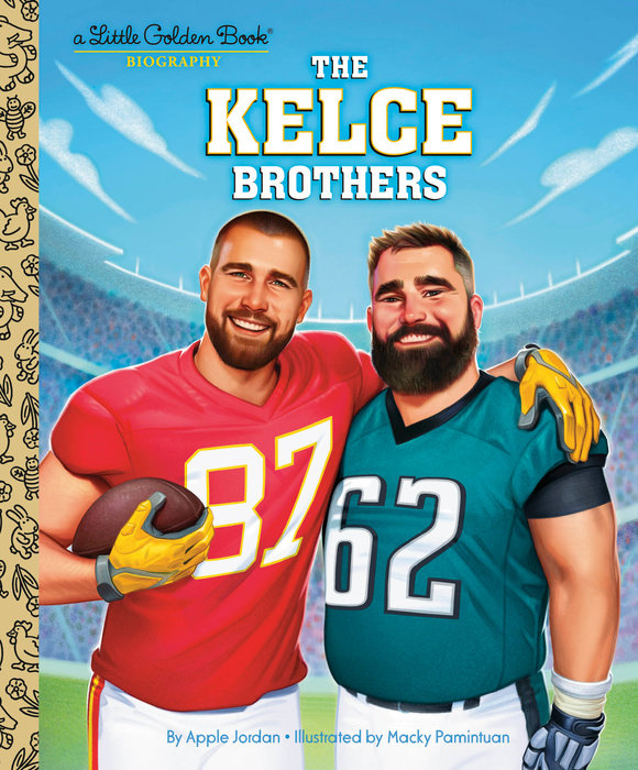 Hardcover biography titled The Kelce Brothers: A Little Golden Book Biography with gold foil lettering on a dark cover.