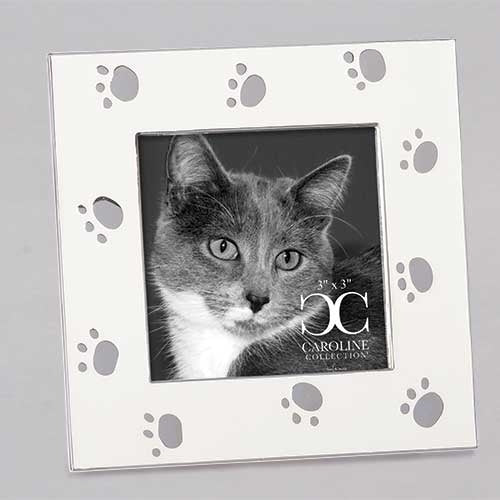 4.5-inch wooden frame with a black cat paw print cutout on the front.