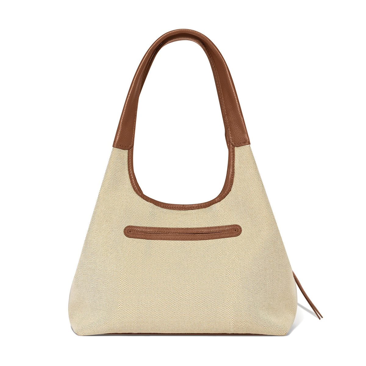 Brighton Selene Canvas Shoulder Bag in Bourbon with leather trim and a single strap.