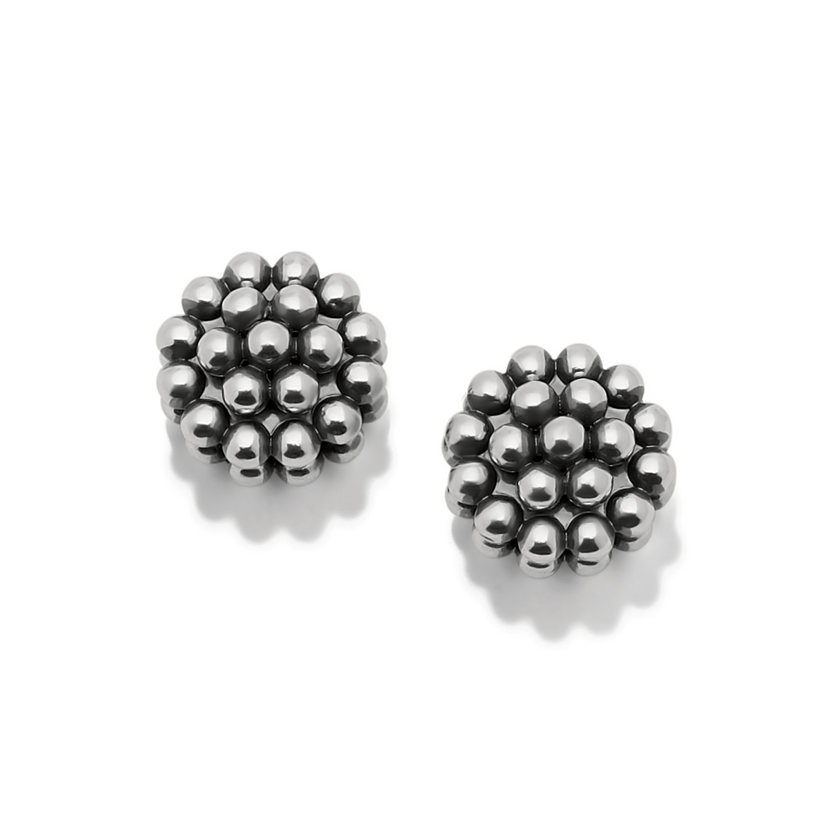 Pair of silver-toned Pretty Tough Blossom post earrings featuring a cluster of polished beads.