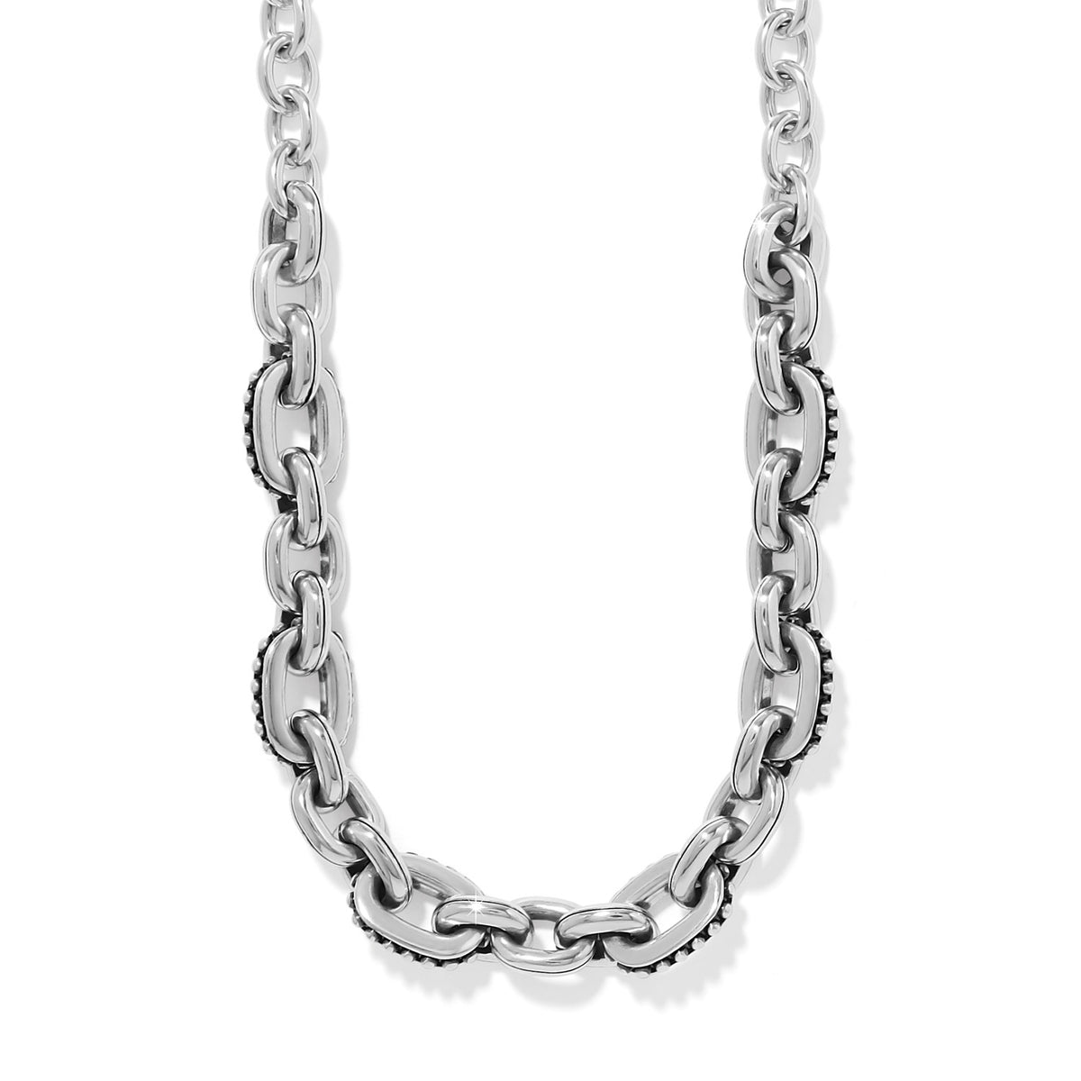 Silver plated adjustable link necklace with lobster claw closure