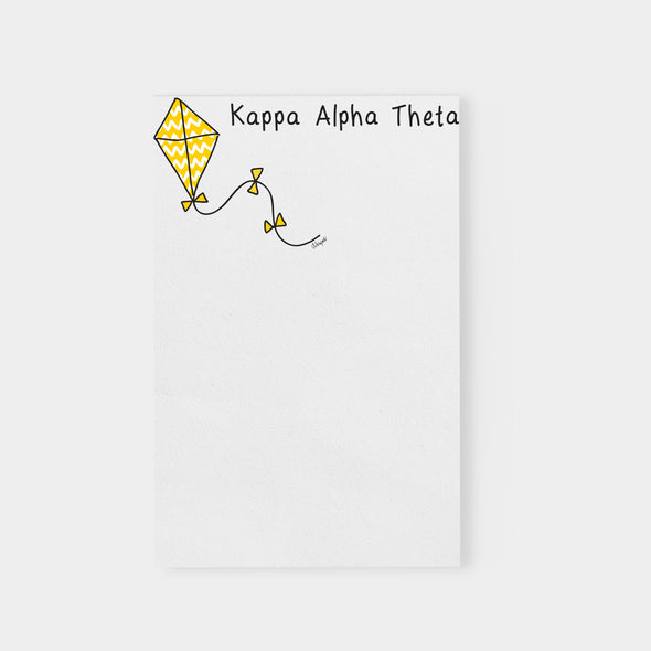 White Sorority Notepad with resealable clear cellophane sleeve packaging.