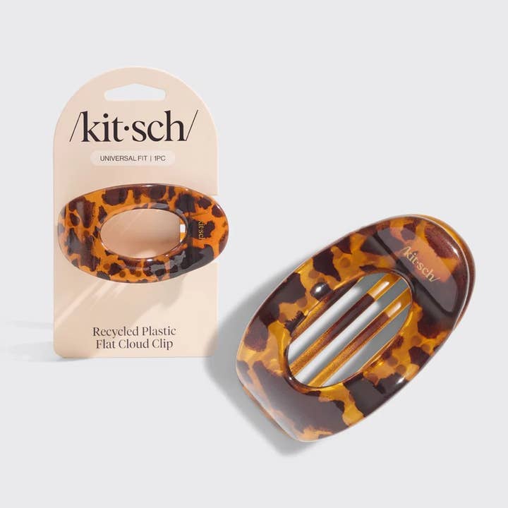 Tortoise shell recycled plastic flat cloud hair clip with gentle teeth grips.