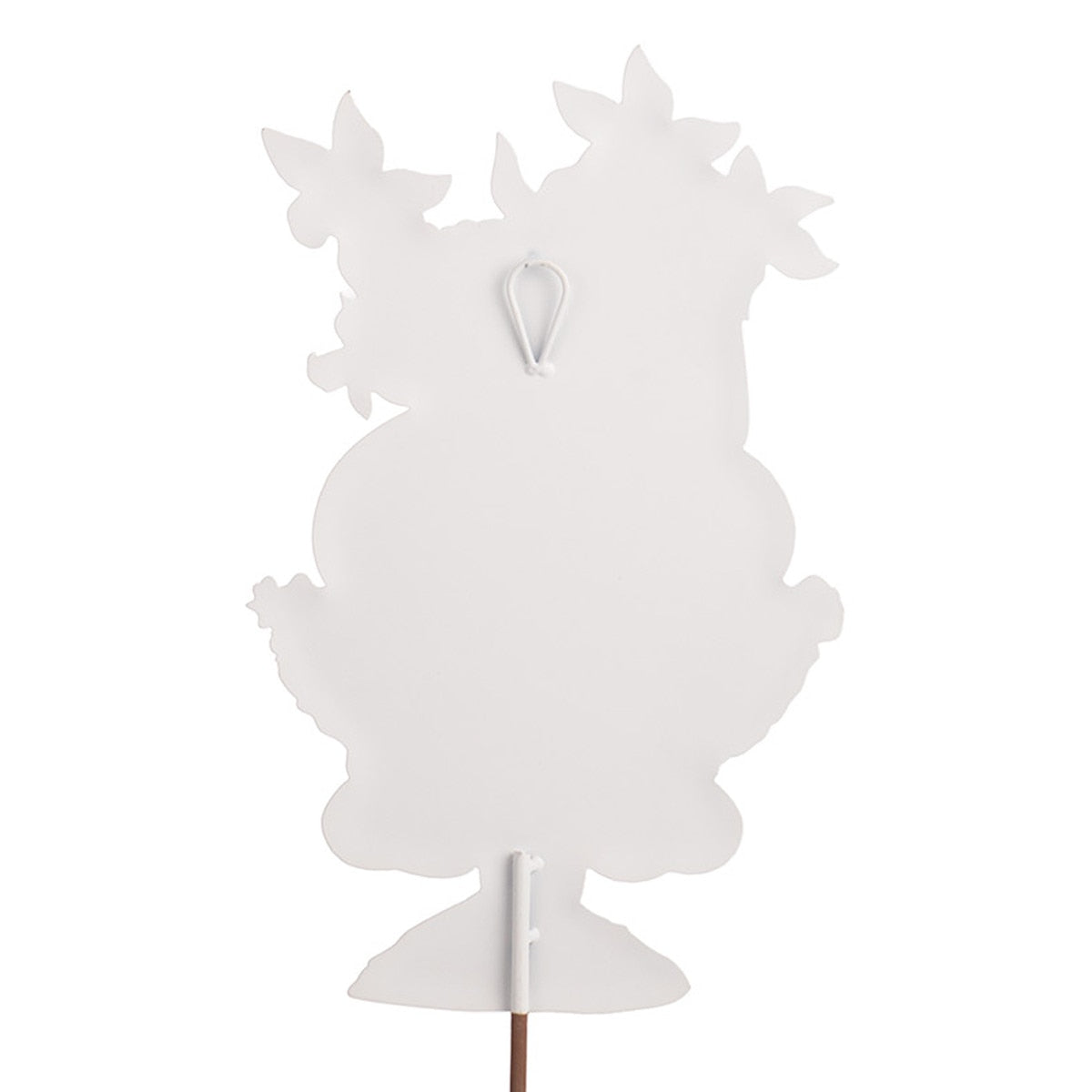 Beck's Daffodils decorative stake with a daffodil flower silhouette on white material.