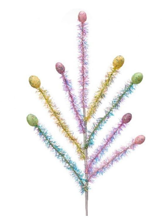 26” Mixed Easter Egg Tinsel Spray X8
