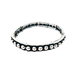 Western silver metal bubble stretch bracelet with a round shape.