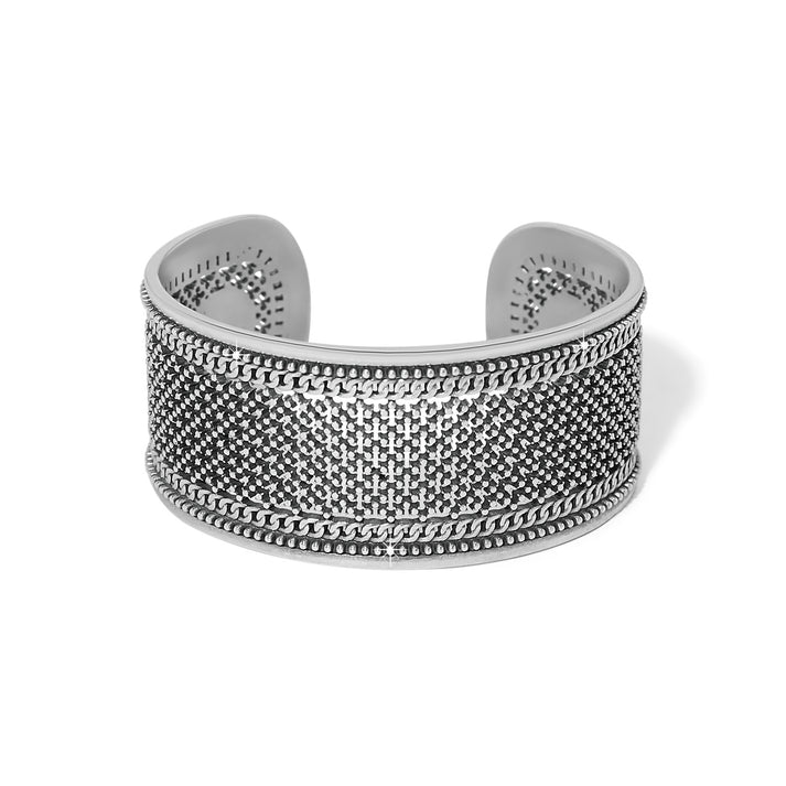 Silver-gold two-tone Ferrara Segreta cuff bracelet with a wide band silhouette.