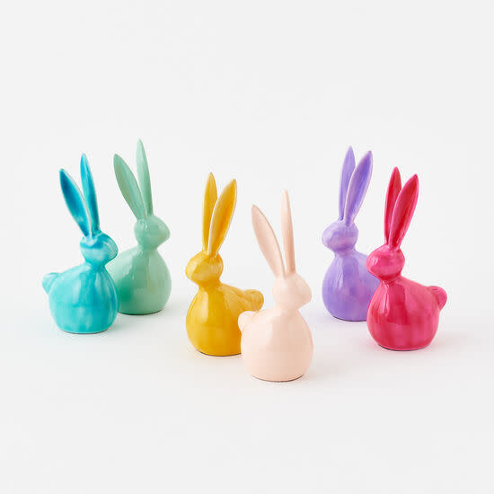 Large metal bunny figurine with a natural metallic finish.