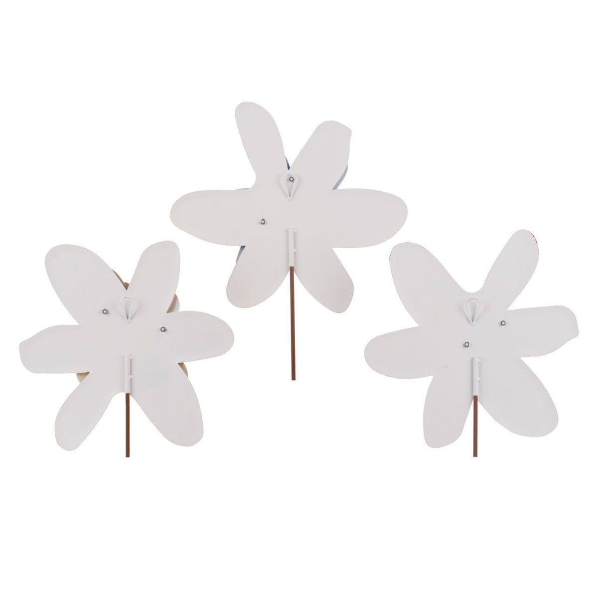 Enchanted Flowers medium stake with a floral botanical print on white material.