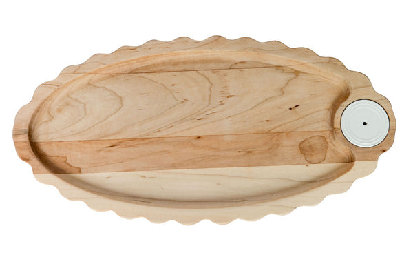 Limited Edition maple scalloped anniversary tray with a natural wood finish.
