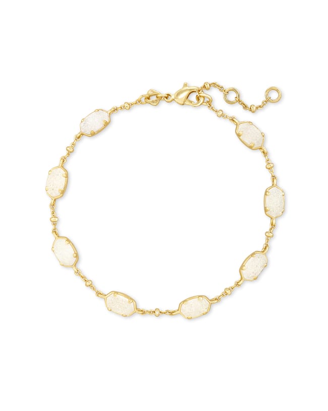 Emilie Link Bracelet featuring mini KS shapes connected by a shimmery metallic satellite chain with lobster claw closure.