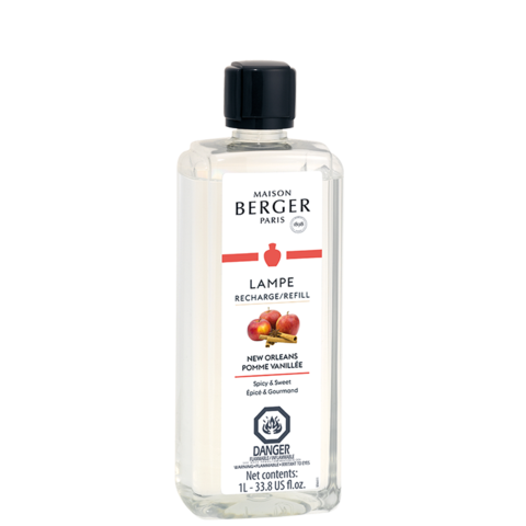 Lampe Berger recharge refill bottle with white label showing French fragrance diffusion.