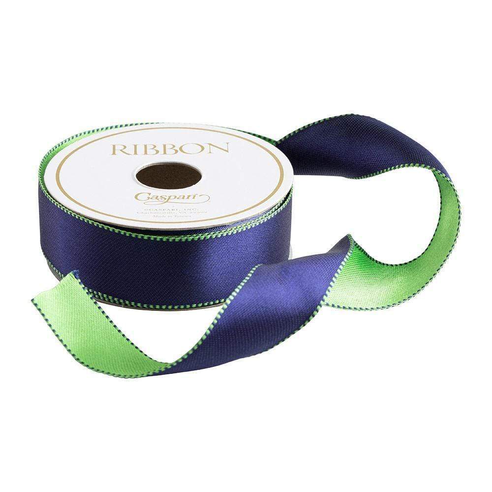 Satin Navy/Green Reversible Ribbon
