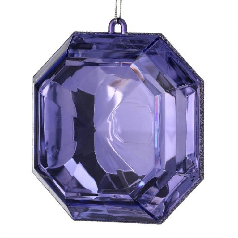 6-inch square acrylic ornament with a precious gem center in clear material.