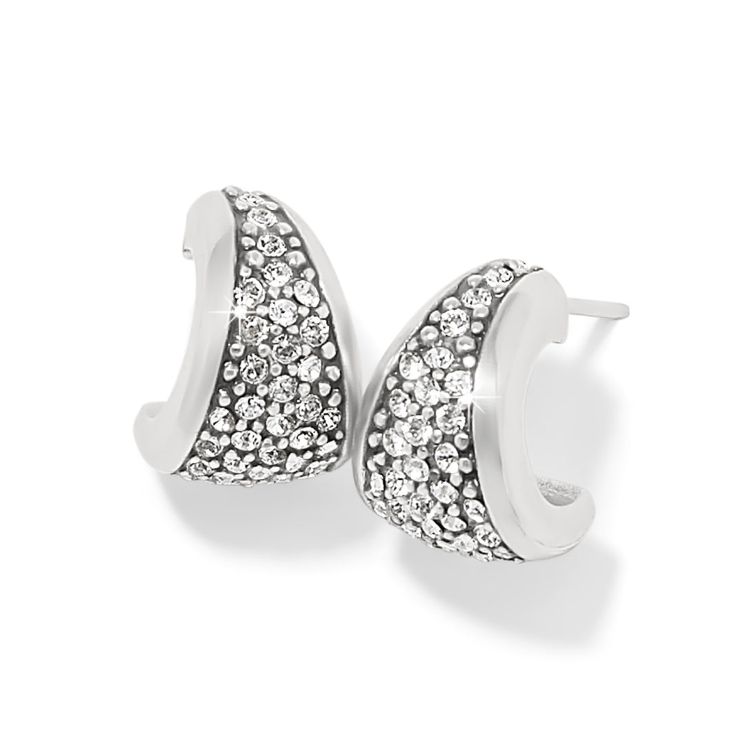 Meridian Small Silver Hoop Earrings with pavé crystals and post backs.