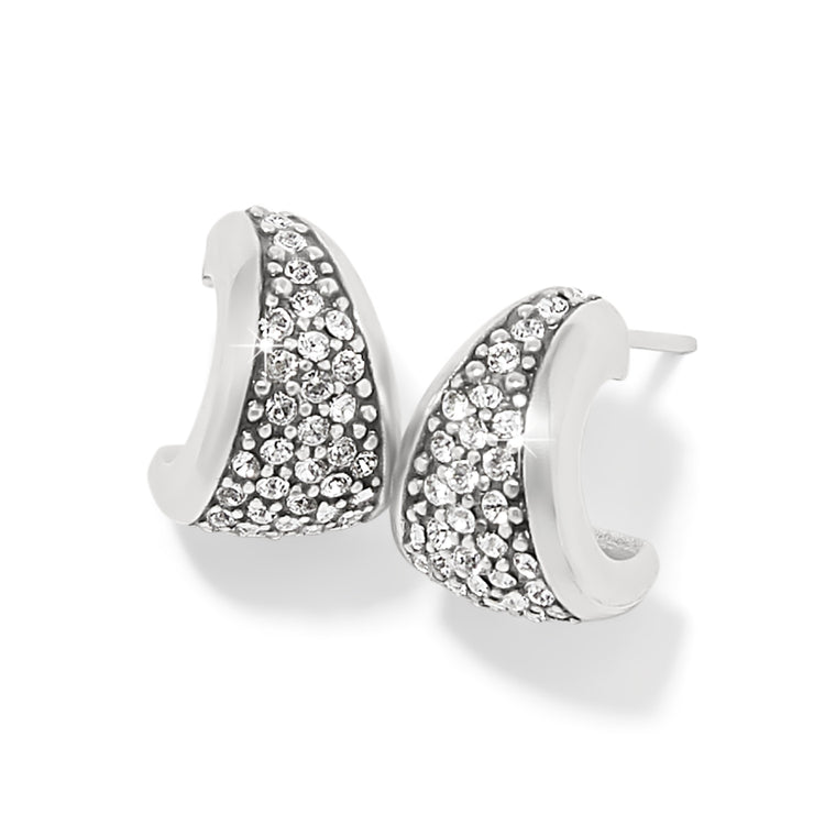 Meridian Small Silver Hoop Earrings with pavé crystals and post backs.
