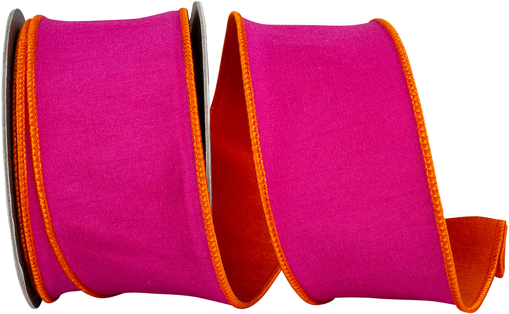 Dupioni ribbon with two-tone reversal effect in deluxe backed wired edge style.