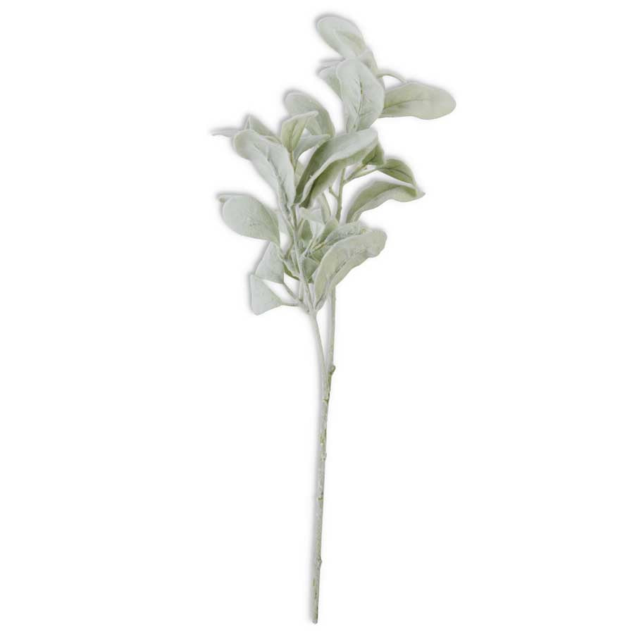 A polyester stem with a soft lambs ear flower head in pale lavender.