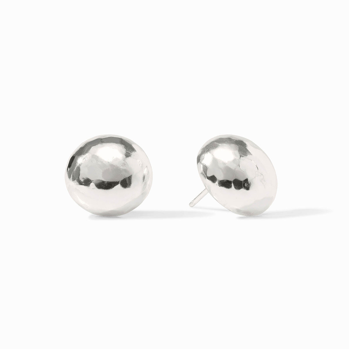 Silver stud earring with a small round post, featuring pure silver plating.