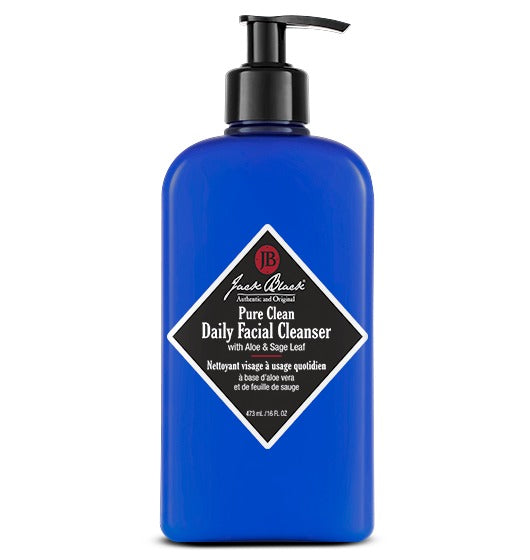 White bottle of Pure Clean Daily Facial Cleanser with oat and coconut surfactants.
