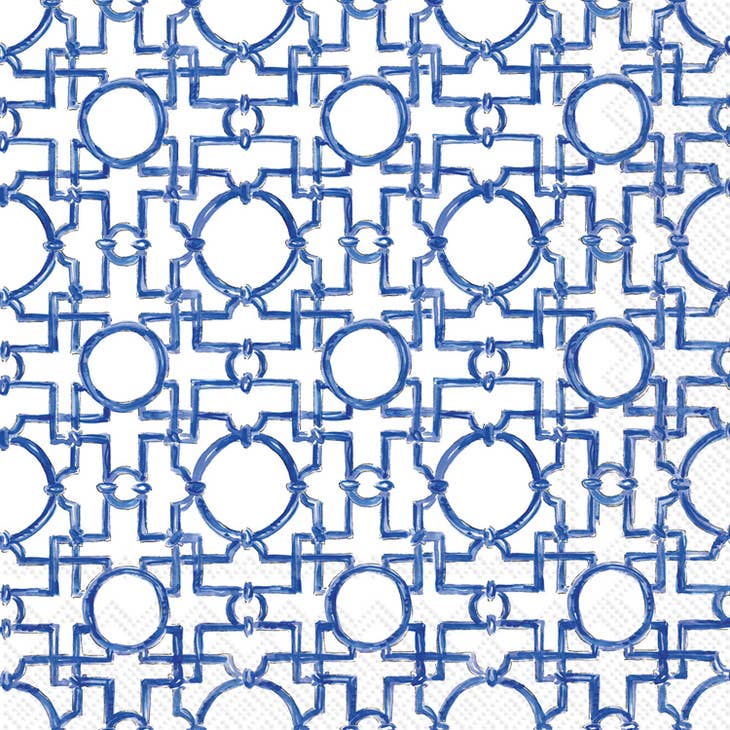 Stack of five-inch square paper cocktail napkins with a subtle pattern.