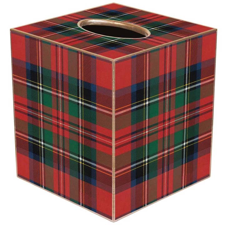 Hand-painted gold tissue box cover with paper mache finish