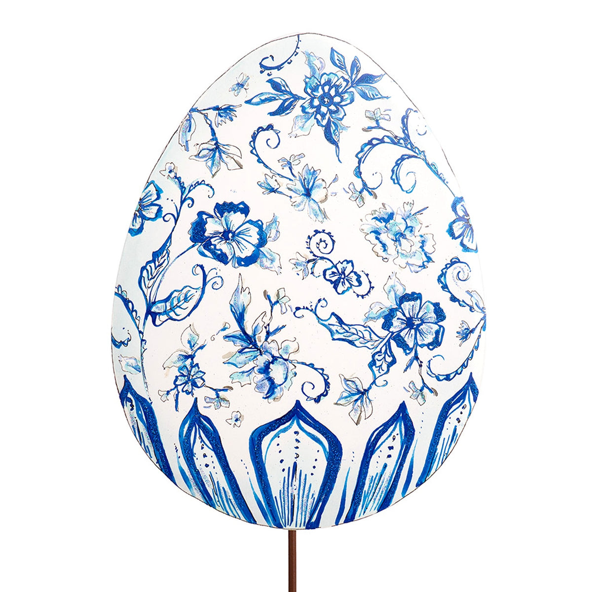 Posh Blue egg-shaped stake with a smooth blue finish.
