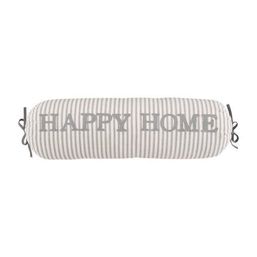 Happy Home bolster pillow in natural cotton with a simple rectangular silhouette.