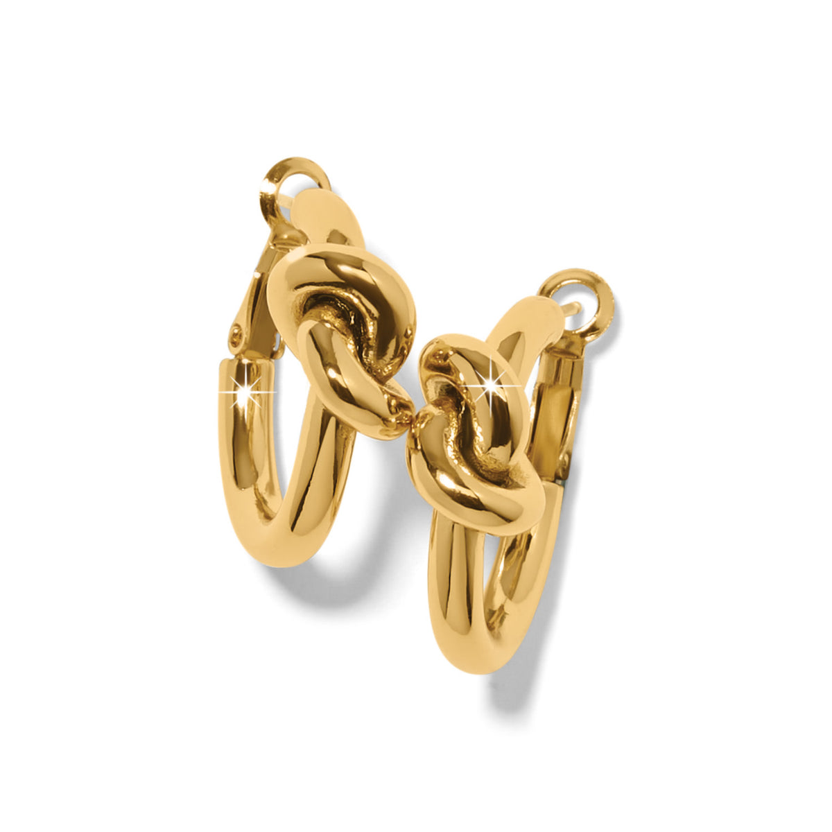 Interlok Single Knot Gold Hoop Earrings with a polished gold-plated finish and lever back closure.