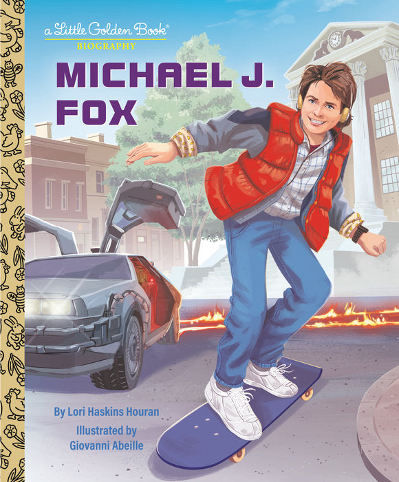 Michael J. Fox biography hardcover book with gold foil title on a white cover.