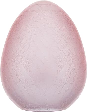 Ice-patterned glass Easter egg measuring 4.5 inches high with a 5.5-inch diameter.