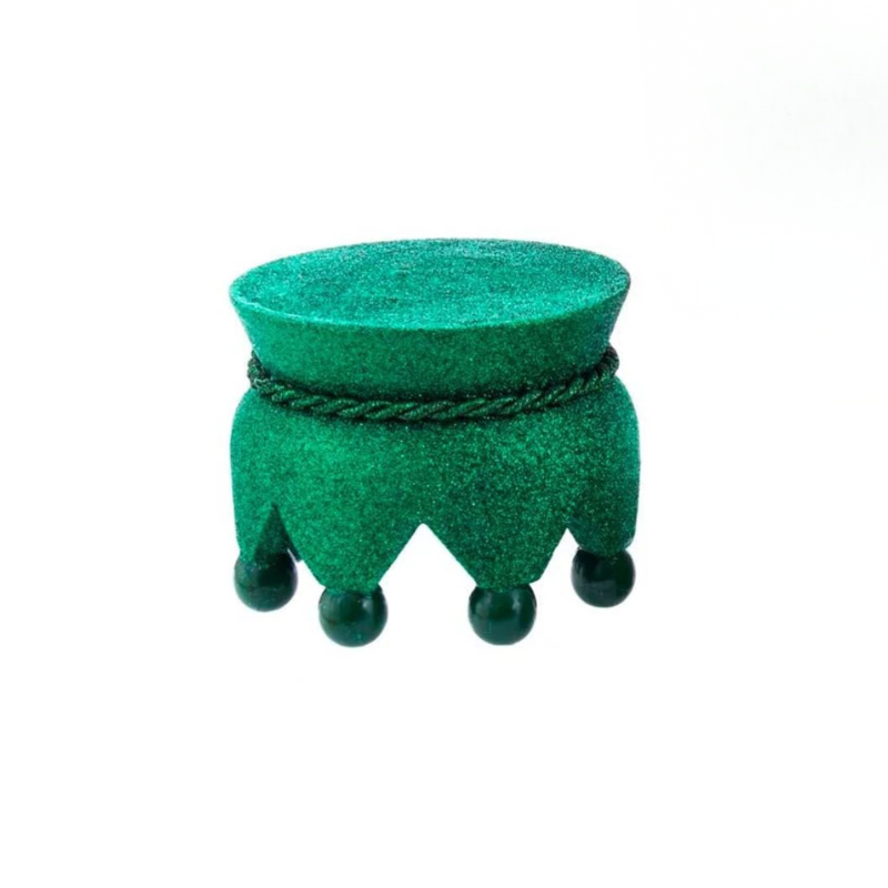 5-inch green glitter Hollywood Nutcracker base with a rope trim and ball feet.