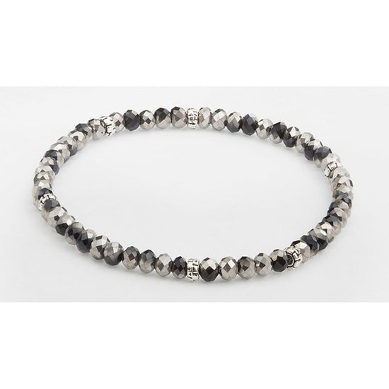 Silver accent mini crystal bracelet with a delicate chain link design.