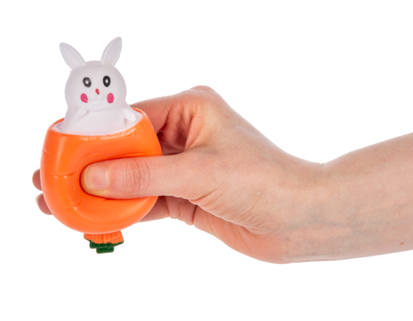 Hide and Seek Bunnies plush toy in soft gray fabric with white ears on a neutral background.
