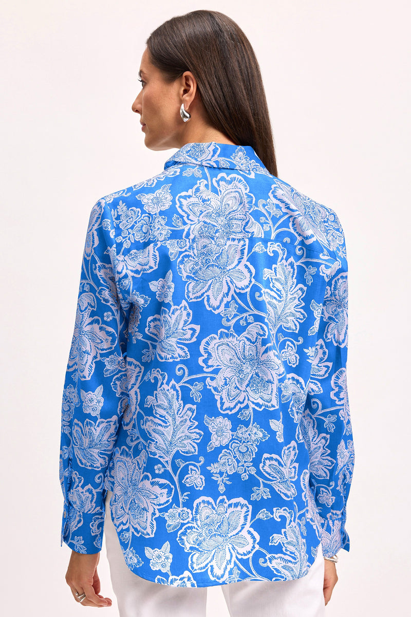Meghan No Iron Woodblock Floral Long Sleeve Shirt