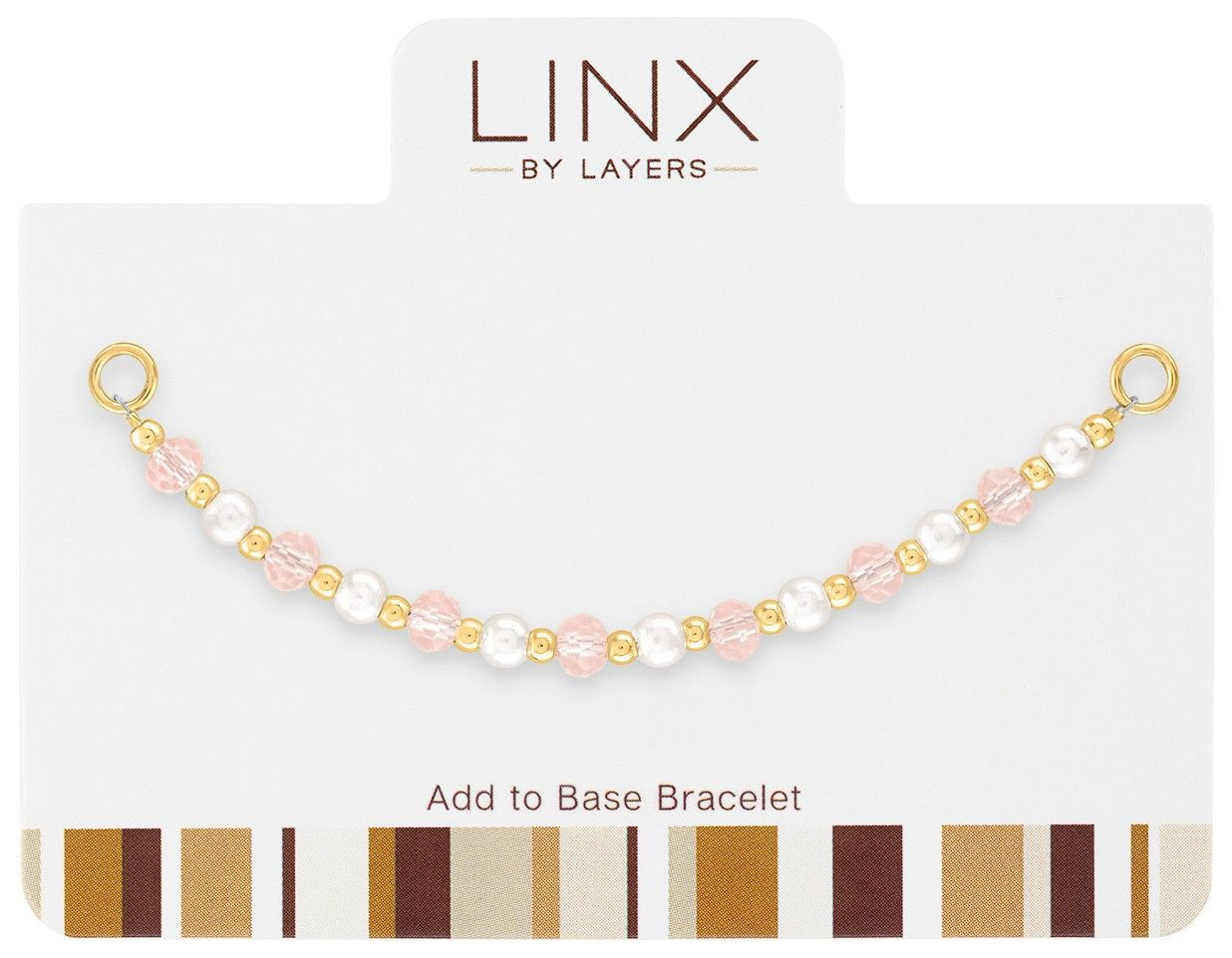 Gold Pink Facets & Pearls LINX Add-On jewelry piece with pink faceted beads and white pearls.