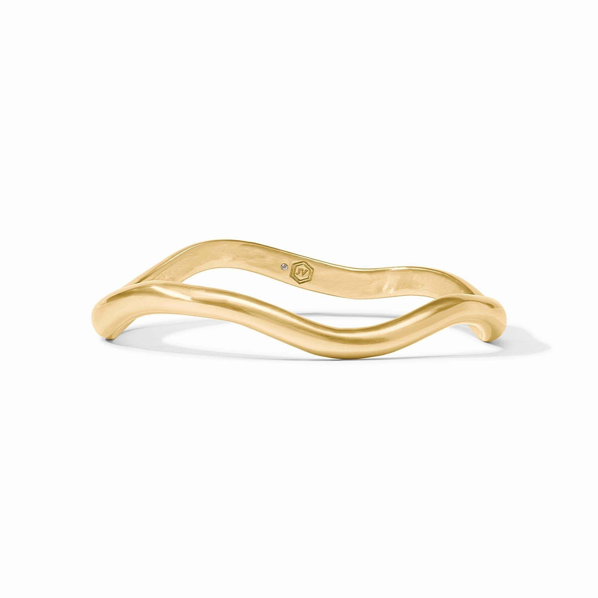 Organic golden wave bangle with undulating curve, Julie Vos hallmark