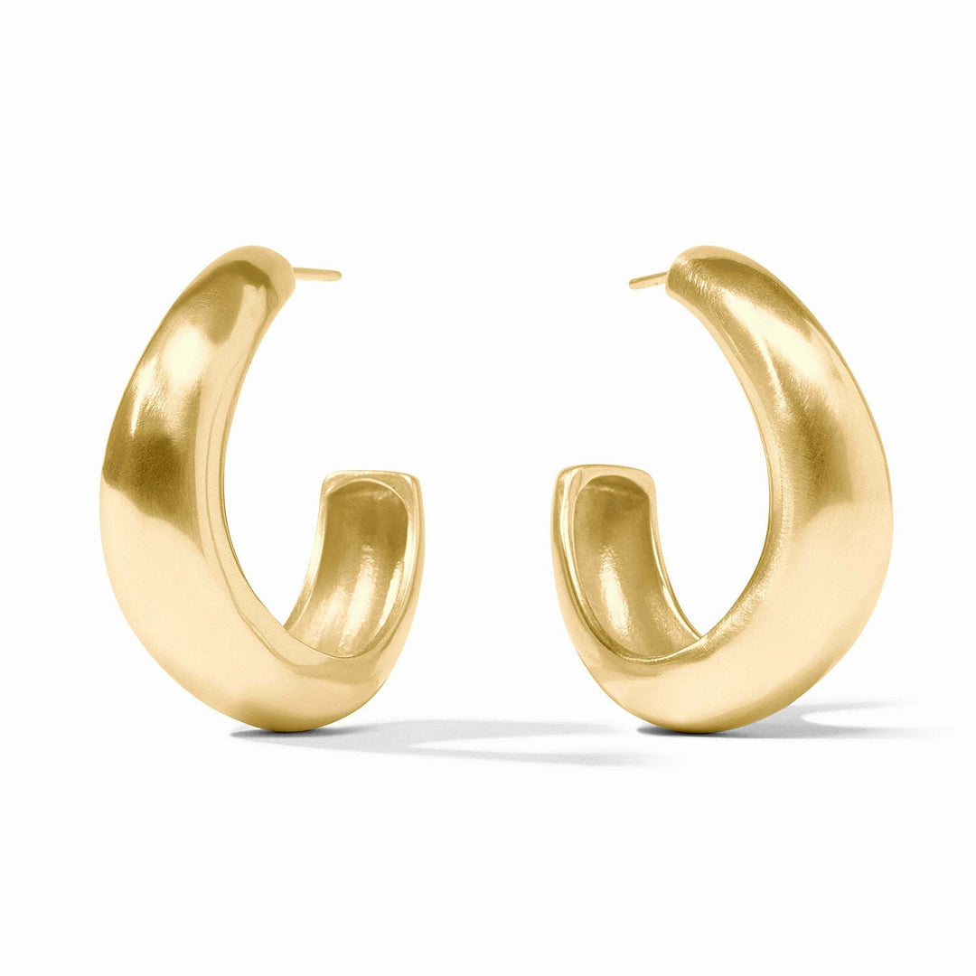 Large Wave Hoop earring in gold with undulating curve silhouette