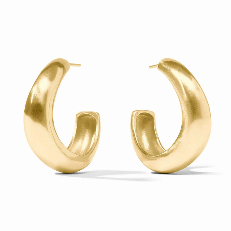 Large Wave Hoop earring in gold with undulating curve silhouette