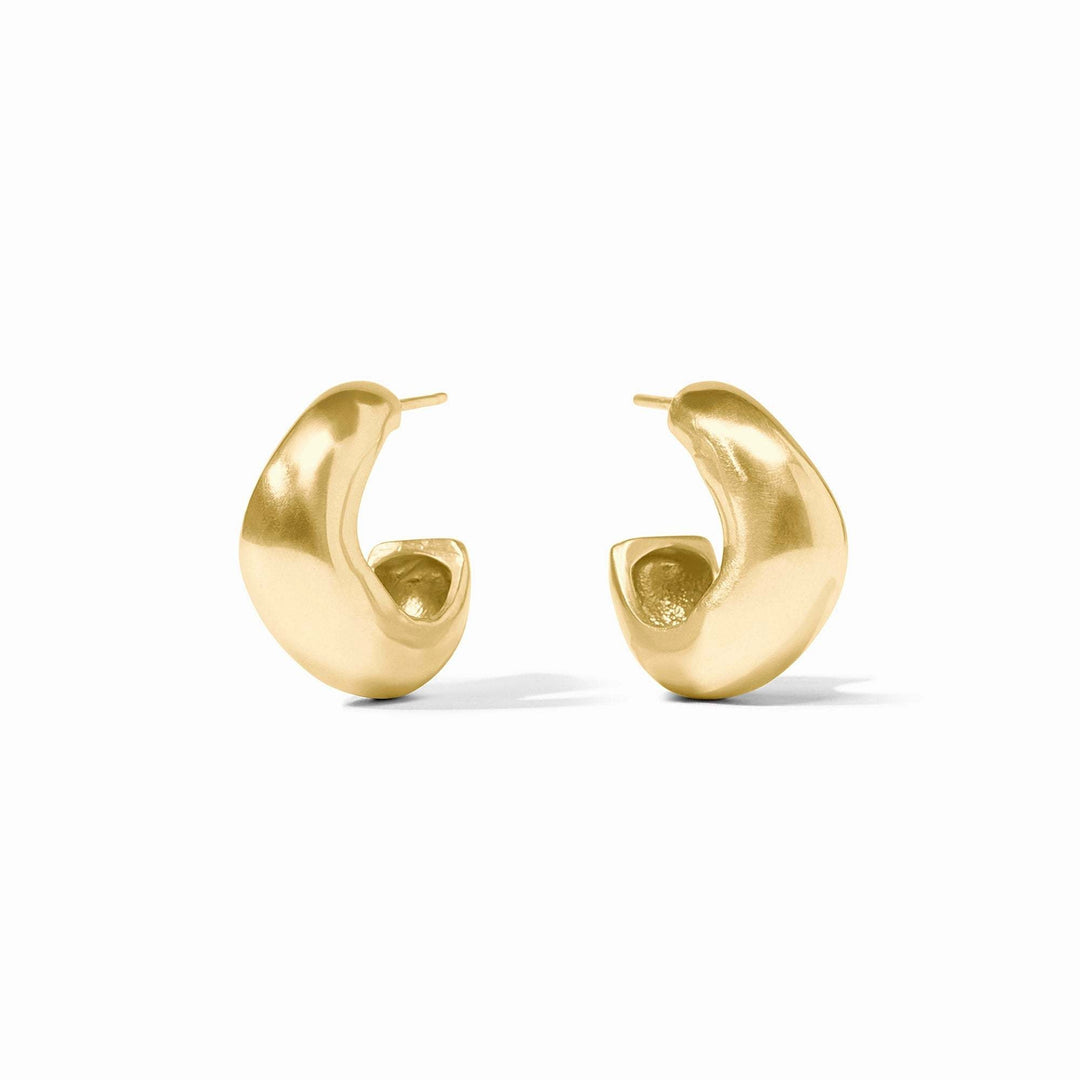 Small size Wave Hoop earring in gold with undulating wave shape.