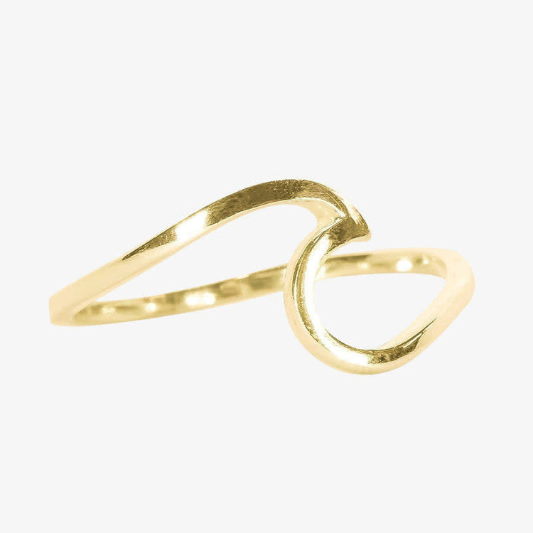 Sterling silver Wave Ring with gold plating featuring a smooth wave pattern on the band.