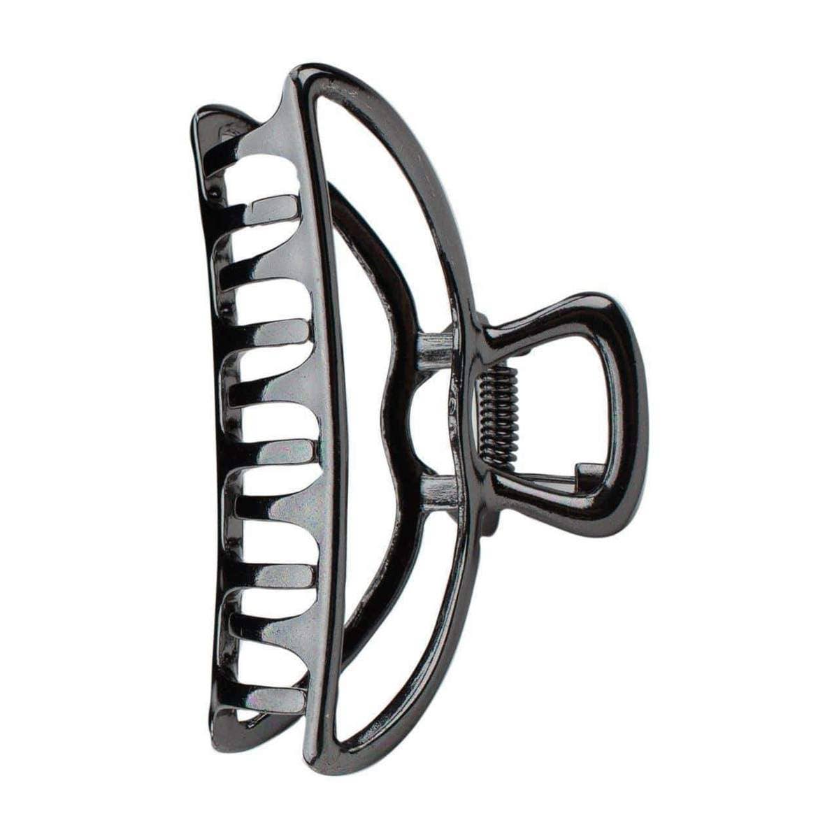 Open shape metal claw clip with rounded teeth in a simple elegant design.