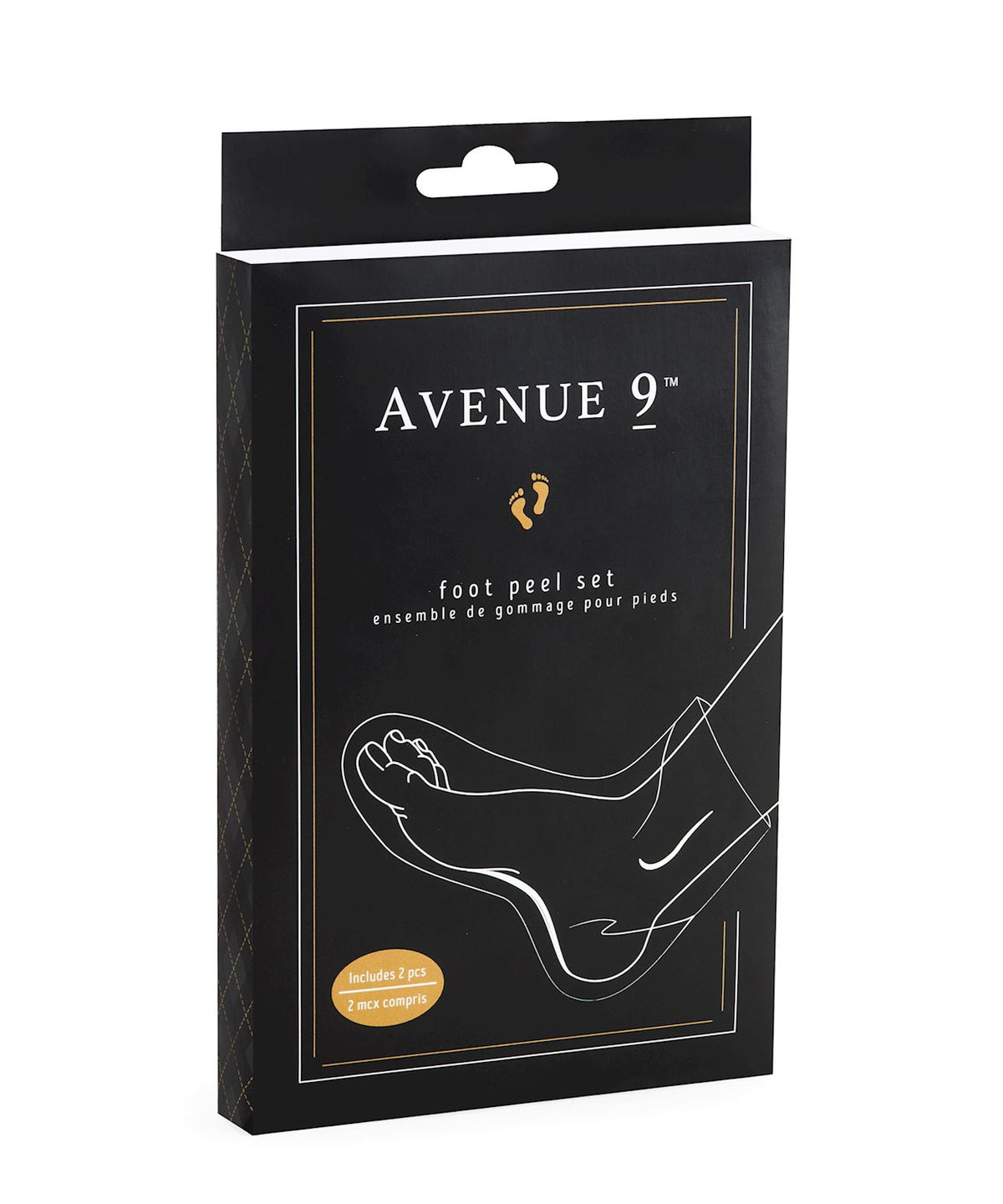 Men's Foot Peel Duo packaging showing two foot mask packets with adhesive straps.