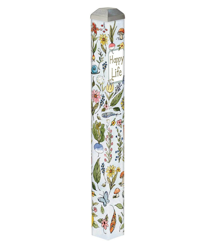 Mini art pole with a square base measuring 16 inches high.