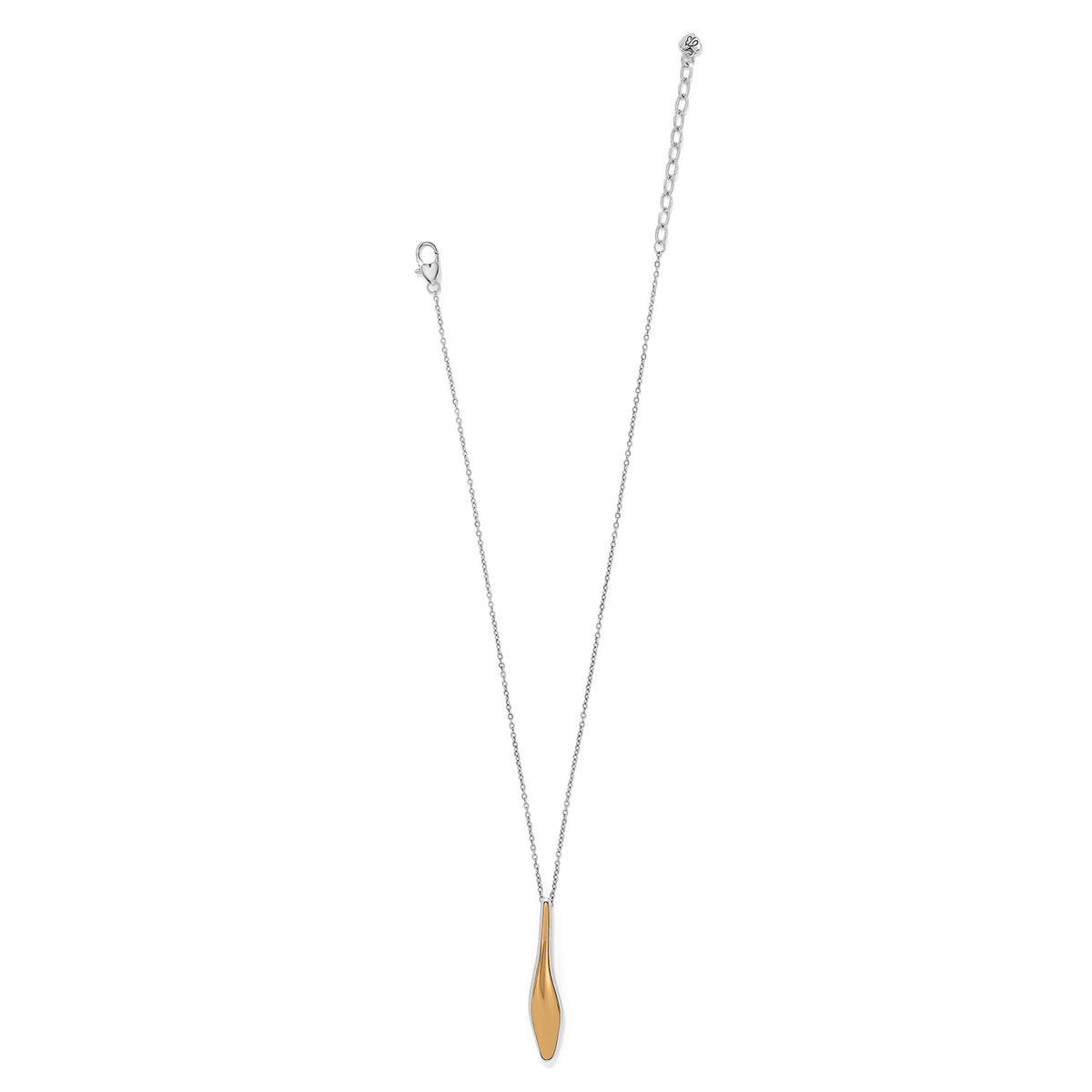 Cascade Rio Drop Necklace with a two-tone silver and gold pendant on an adjustable chain.