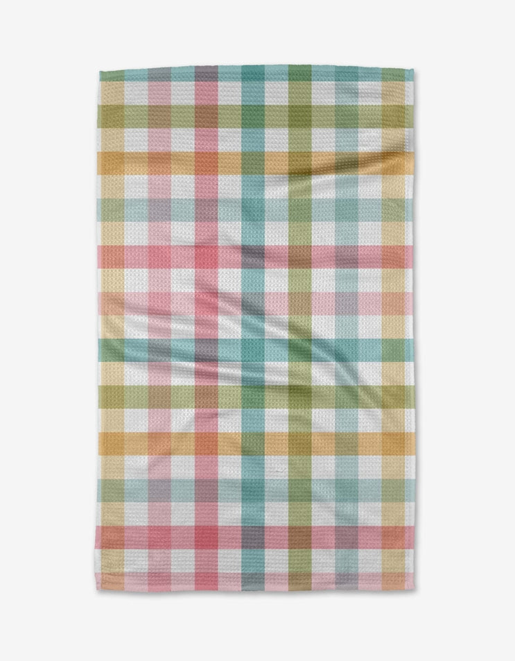 Recycled polyester waffle weave tea towel with single-sided print
