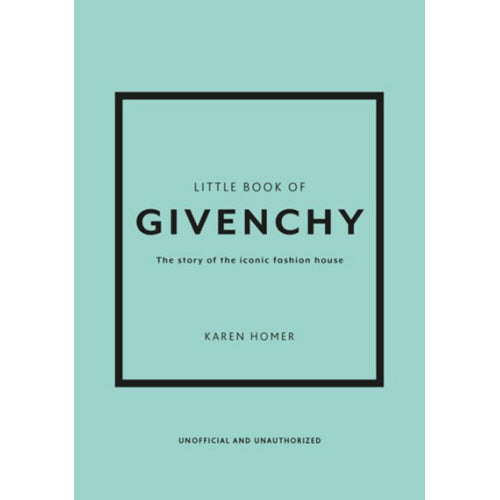 Little Book of Givenchy by Karen Homer, a light blue book about the iconic fashion house.