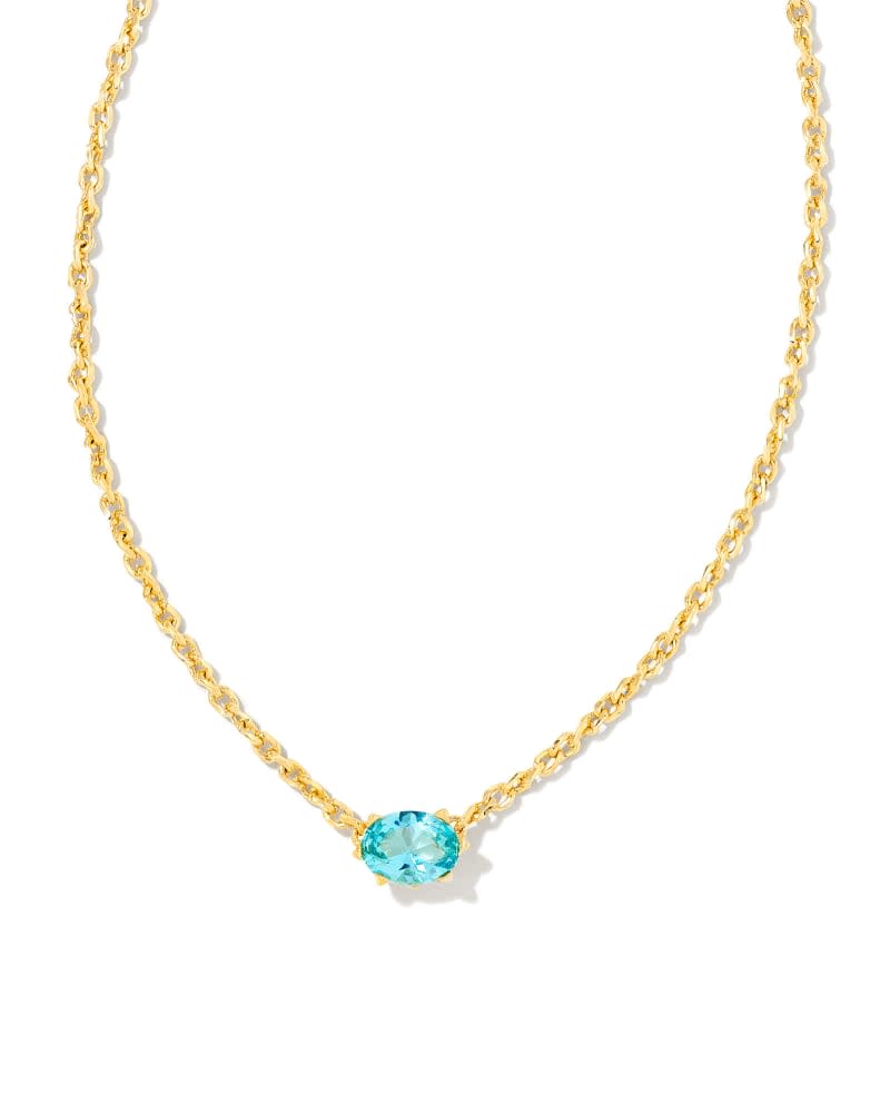 Purple crystal pendant on a yellow gold over brass chain with lobster clasp